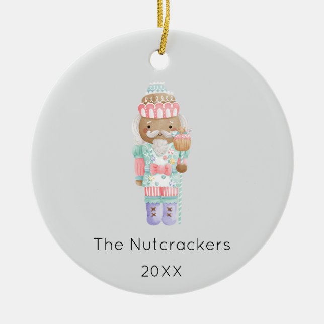 Ornamento De Cerâmica Foto de Natal de Nutcracker (Frente)