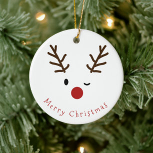 Ornamento De Cerâmica Foto de Natal de Rudolf Reindeer, um vencedor boni