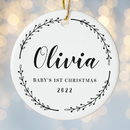 Ornamento De Cerâmica Foto de Natal do Bebê Russo Moderno