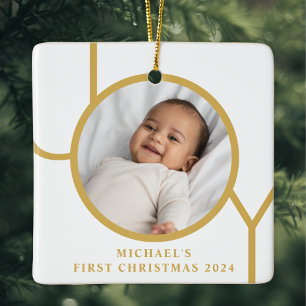Ornamento De Cerâmica Foto de Natal do Criança Personalizado