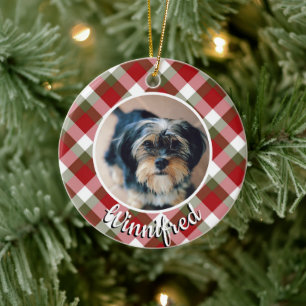 Ornamento De Cerâmica Foto de Natal do Nome Personalizado de Cão Pet