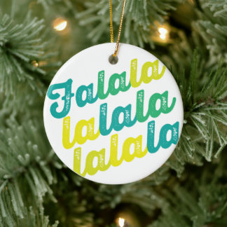 Ornamento De Cerâmica Foto de Natal do Script de Ombre Verde Falalala