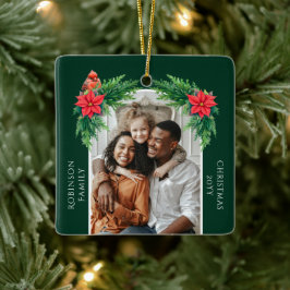 Ornamento De Cerâmica Foto de Natal Elegante