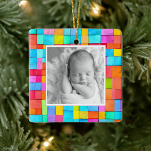 Ornamento De Cerâmica Foto de Natal feliz da arte moderna BABY