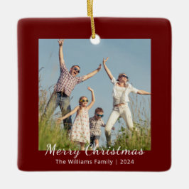 Ornamento De Cerâmica Foto de Natal Festivo da Família Moderna