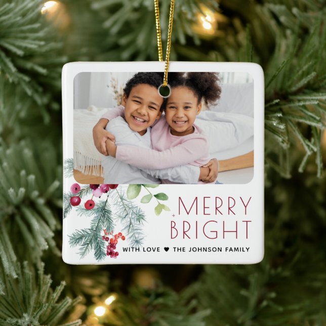 Ornamento De Cerâmica Foto de Natal Festivo Greenery (Árvore)