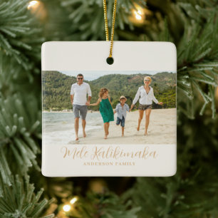 Ornamento De Cerâmica Foto de Natal Mele Kalikimaka havaiano