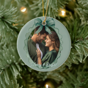 Ornamento De Cerâmica Foto de Natal Merry & Bright