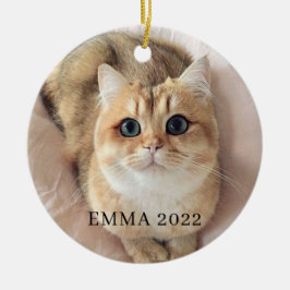 Ornamento De Cerâmica Foto de Natal Moderna Trilha Vermelha Mínima Cerâm