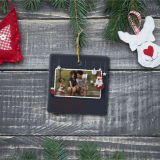 Ornamento De Cerâmica Foto de Natal Moderno e Feliz