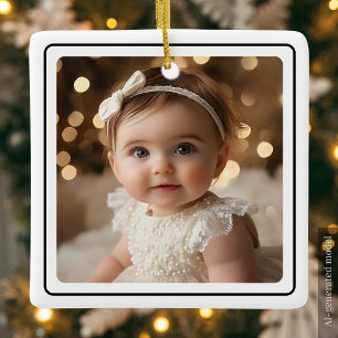 Ornamento De Cerâmica Foto de Natal Moderno Preto e Branco