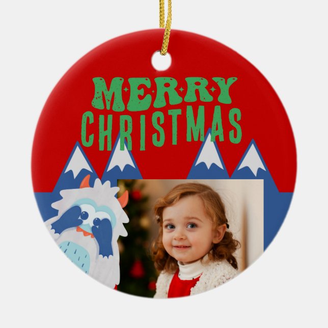 Ornamento De Cerâmica Foto de Natal para Crianças Imaginosas do Retro Ye (Frente)