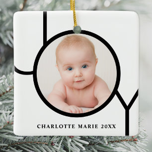 Ornamento De Cerâmica Foto de Natal Personalizada do Bebê