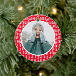 Ornamento De Cerâmica Foto de Natal personalizada, vermelha e bonita