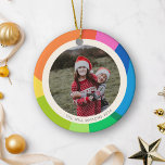 Ornamento De Cerâmica Foto de Nome Personalizado Quadro Colorido do Arco<br><div class="desc">Adicione um toque de cor ao seu decoro de férias com este adorável ornamento personalizado de fotos, com uma borda vibrante em forma de abstrato num arco-íris de cores. Personalize uma foto e o nome da sua família ou dos seus filhos, e o ano para criar um nome único e...</div>