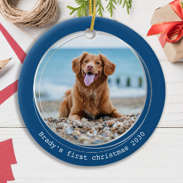 Ornamento De Cerâmica Foto de Pet Bonita Personalizada de Cão no Natal