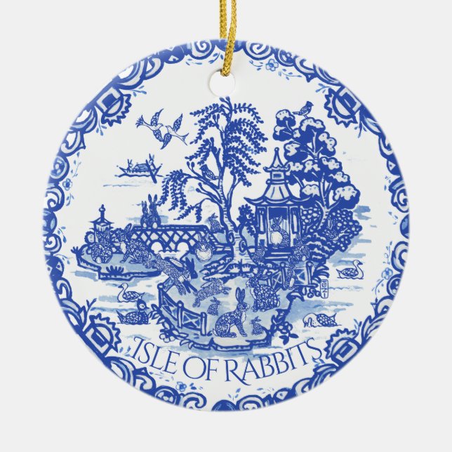 Ornamento De Cerâmica Foto de Pet com coelho de Natal Data Azul (Frente)