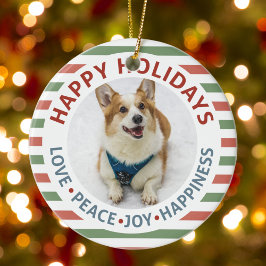 Ornamento De Cerâmica Foto de Pet de Feriados Felizes