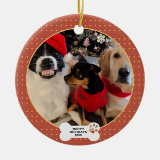Ornamento De Cerâmica Foto de Pet Personalizada de Natal Engraçado