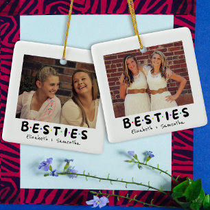 Ornamento De Cerâmica Foto de selfie de Melhores Amigas BFF Moderna