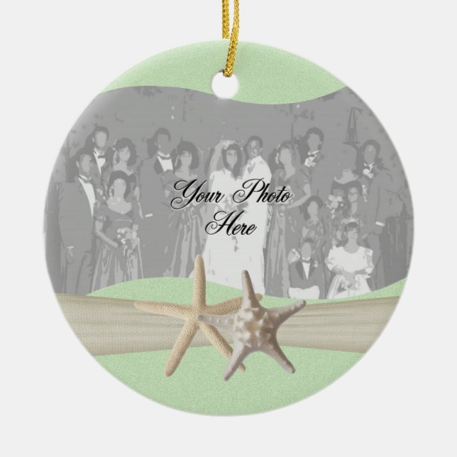 Ornamento De Cerâmica Foto de Starfish Verde-claro (Frente)