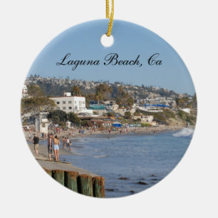 Ornamento De Cerâmica Foto de Viagem de Férias de Laguna Beach Californ