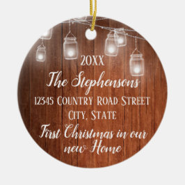 Ornamento De Cerâmica Foto de volta Primeiro Natal em nossa nova casa