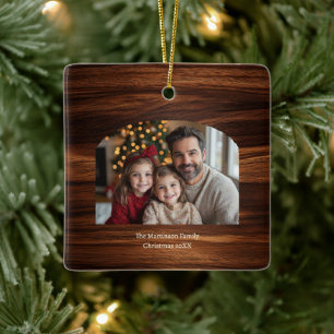 Ornamento De Cerâmica Foto de Woodgrain da Família Modern Arch