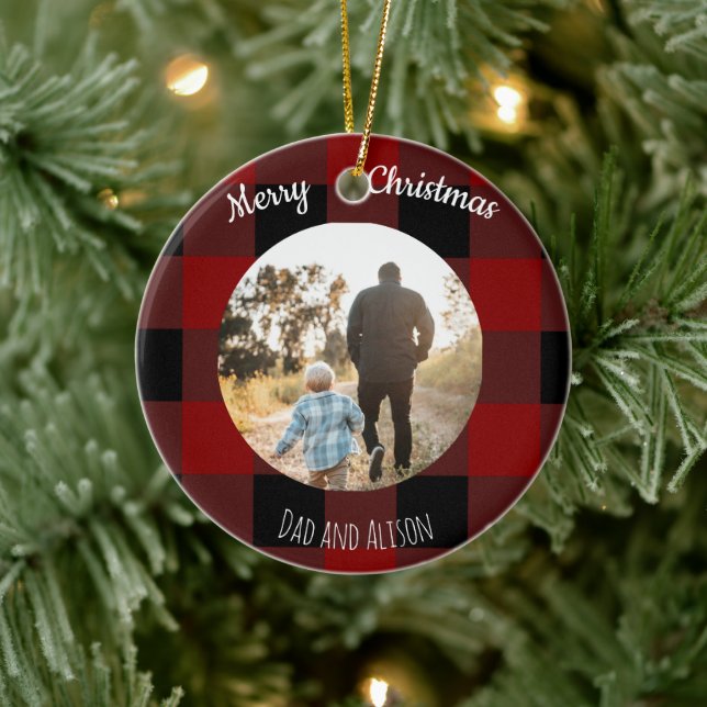 Ornamento De Cerâmica Foto de Xadrez Búfalo Vermelha e Negra (Árvore)