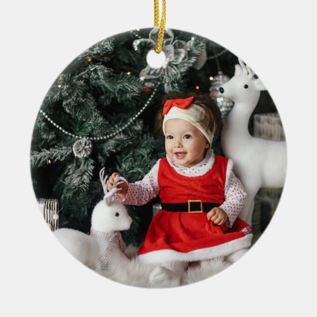 Ornamento De Cerâmica Foto de Xadrez Elegante White Buffalo (Frente)