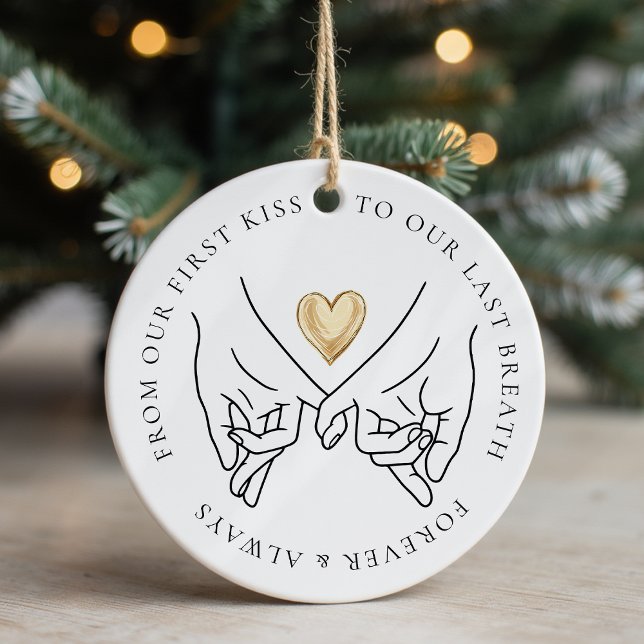 Ornamento De Cerâmica Foto do Aniversário do Casamento para Sempre (Criador carregado)