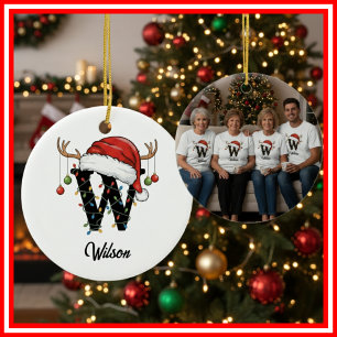 Ornamento De Cerâmica Foto do Chapéu de Papai Noel com Galhada de Natal 