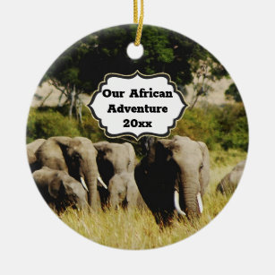 Ornamento De Cerâmica Foto do elefante africano DIY year