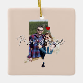 Ornamento De Cerâmica Foto do Estado de Rhode Island e nome da cidade