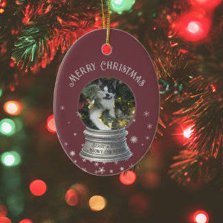 Ornamento De Cerâmica Foto do Floco de Neve Vermelho