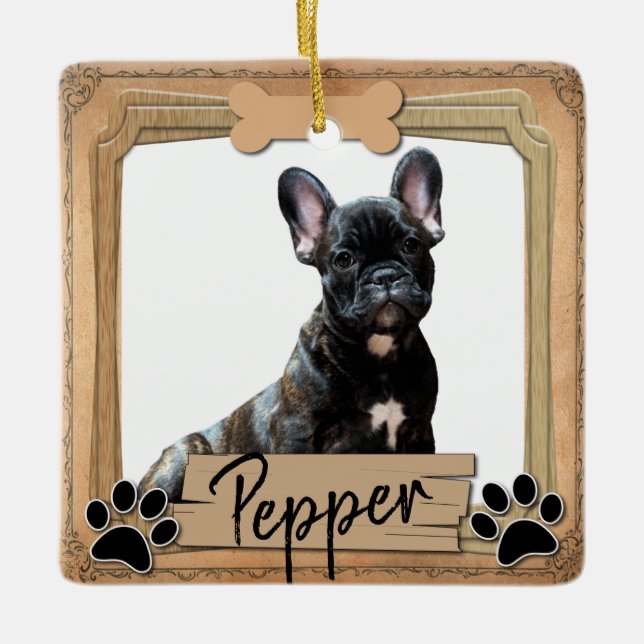 Ornamento De Cerâmica Foto do melhor amigo cão (Frente)