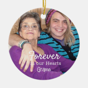 Ornamento De Cerâmica Foto do Memorial Dourada Snowflakes Natal