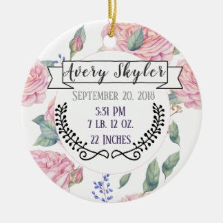 Ornamento De Cerâmica Foto do Natal do registro do nascimento do Stats