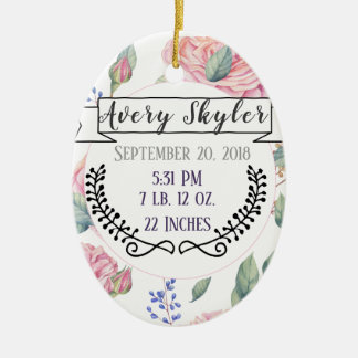 Ornamento De Cerâmica Foto do Natal do registro do nascimento do Stats