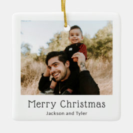 Ornamento De Cerâmica Foto do Natal Moderno Preto e Branco