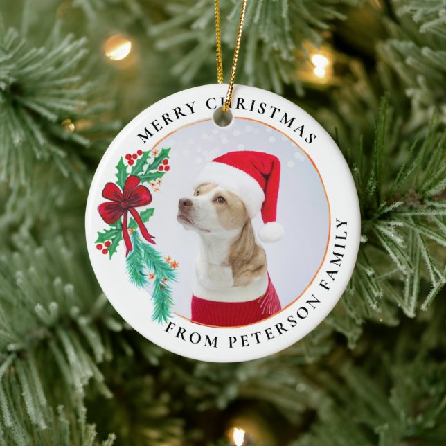 Ornamento De Cerâmica Foto do nome da família natalina (Árvore)