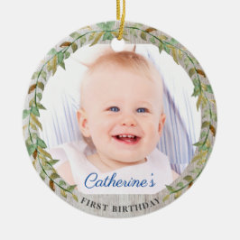 Ornamento De Cerâmica Foto do primeiro aniversario Botânico Russo Doce