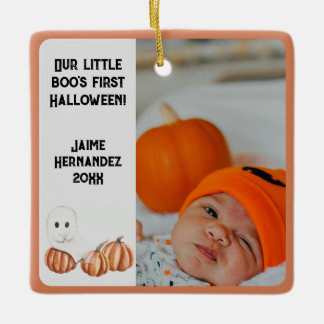 Ornamento De Cerâmica Foto do Primeiro Halloween do Little Boo