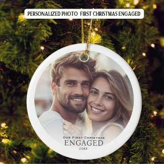 Ornamento De Cerâmica Foto do primeiro Natal personalizada