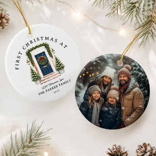 Ornamento De Cerâmica Foto do Primeiro Natal Personalizado em Nossa Nova