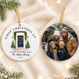 Ornamento De Cerâmica Foto do Primeiro Natal Personalizado em Nossa Nova