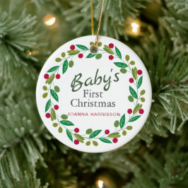 Ornamento De Cerâmica Foto do Primeiro Nome Personalizado de Natal do Be