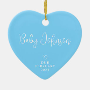 Ornamento De Cerâmica Foto dos Pais Esperando Bebê Menino 2024