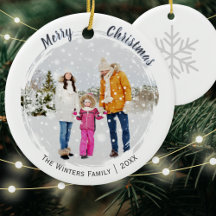 Foto e Nome Personalizados Branco Feliz Natal