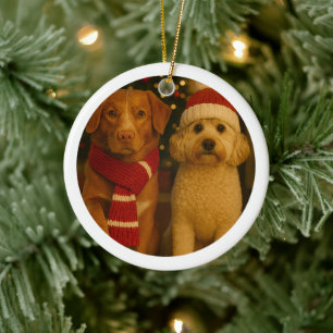 Ornamento De Cerâmica Foto e texto personalizado personalizado